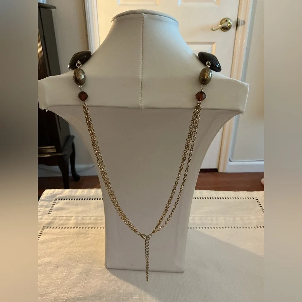 Mahogany Multi strand Gold Tone Statement Becklace elevate your